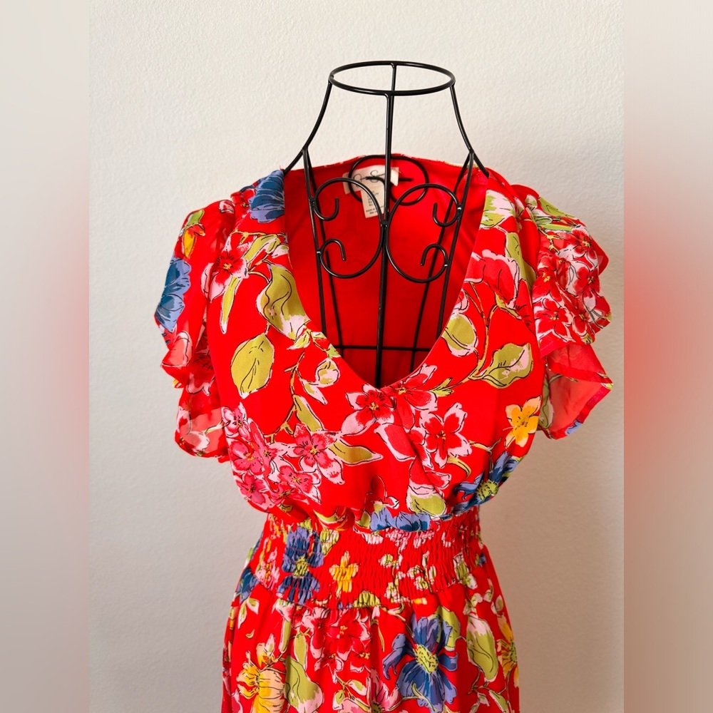 Floral red dress